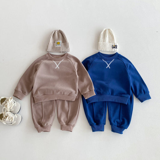 長袖セットアップ Simple Casual Sweatshirt Set シンプル スウェット セットアップ【mh0011957】