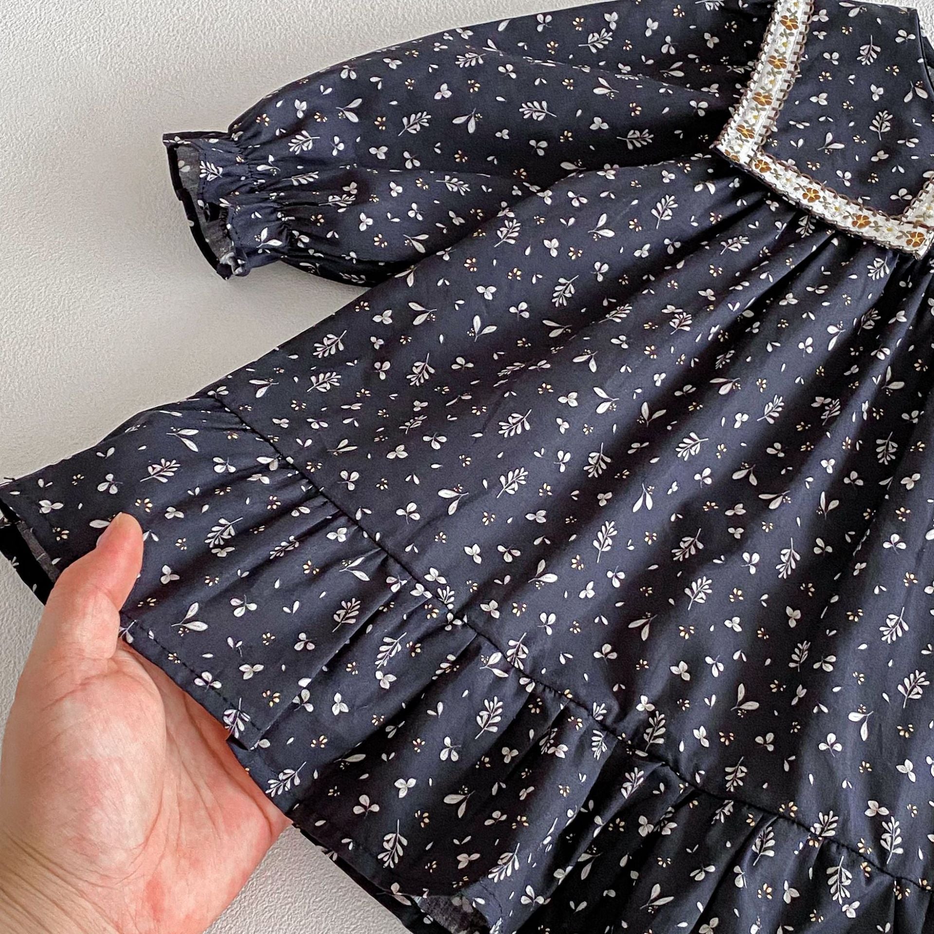 長袖ワンピース Square Neck Floral Princess Dress スクエアネック 花柄 ワンピース【mh0011962】