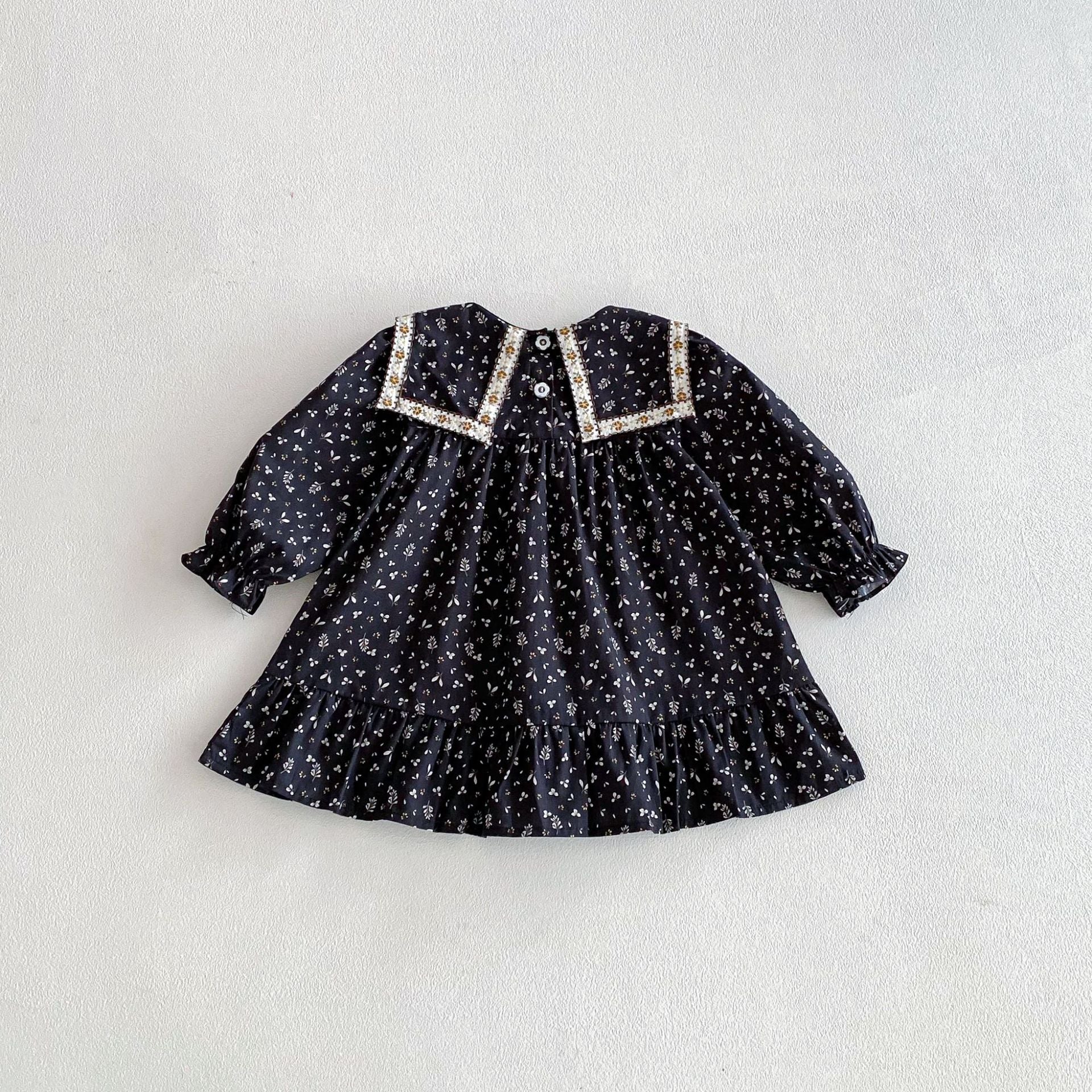 長袖ワンピース Square Neck Floral Princess Dress スクエアネック 花柄 ワンピース【mh0011962】
