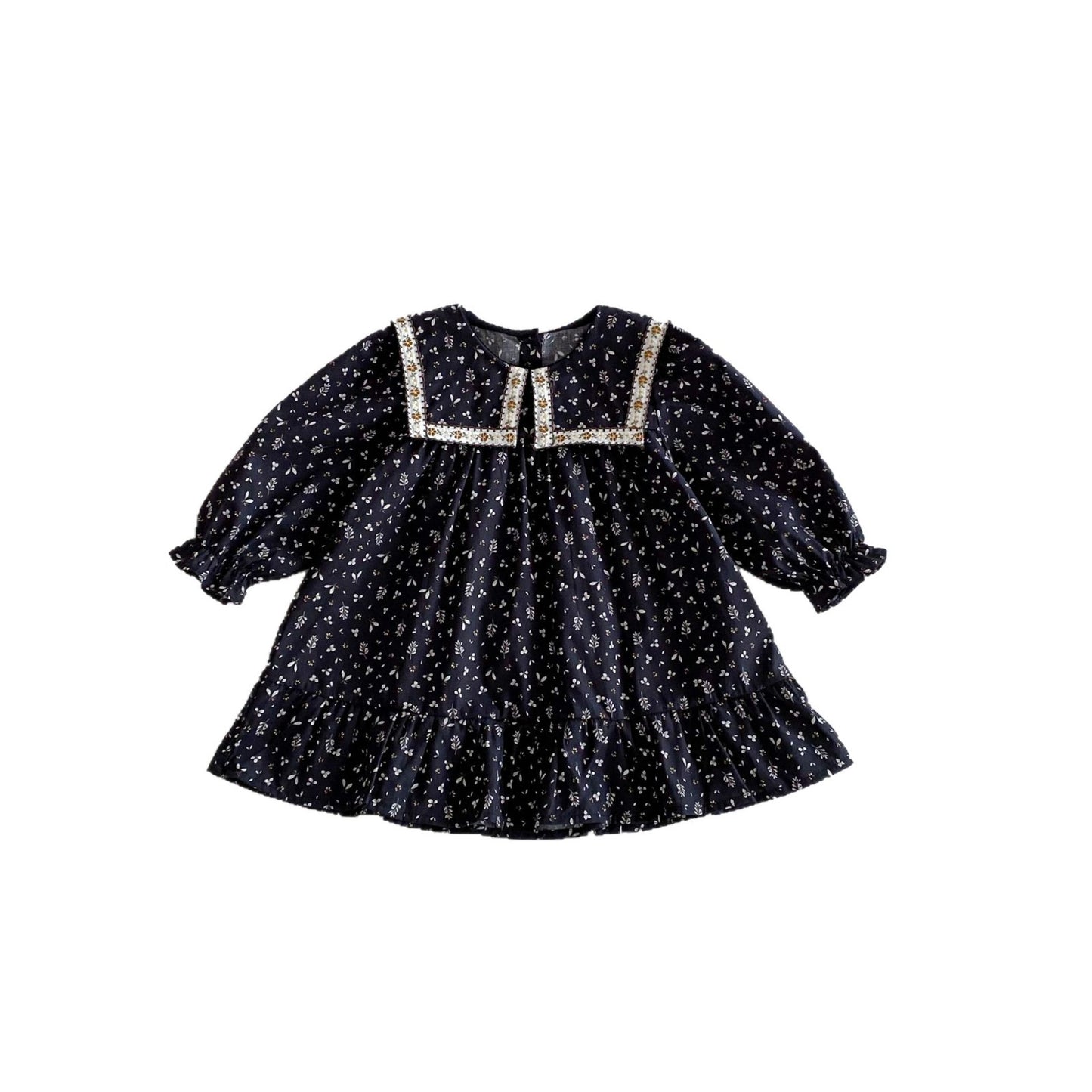 長袖ワンピース Square Neck Floral Princess Dress スクエアネック 花柄 ワンピース【mh0011962】