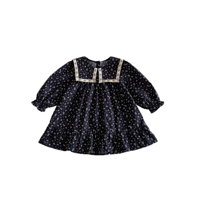 長袖ワンピース Square Neck Floral Princess Dress スクエアネック 花柄 ワンピース【mh0011962】