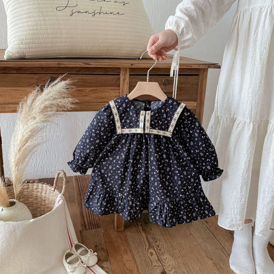 長袖ワンピース Square Neck Floral Princess Dress スクエアネック 花柄 ワンピース【mh0011962】