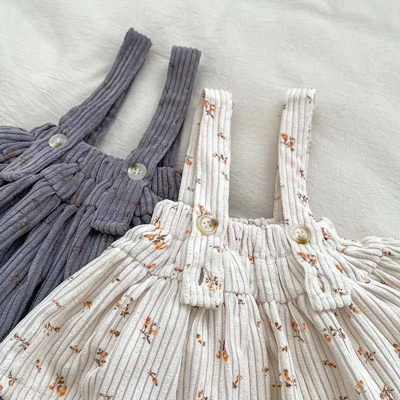 長袖セットアップ ベビートップス/ブルマ 長袖襟付きTシャツブラウス/コーデュロイサスペンダースカート 2カラー【mh0006469】