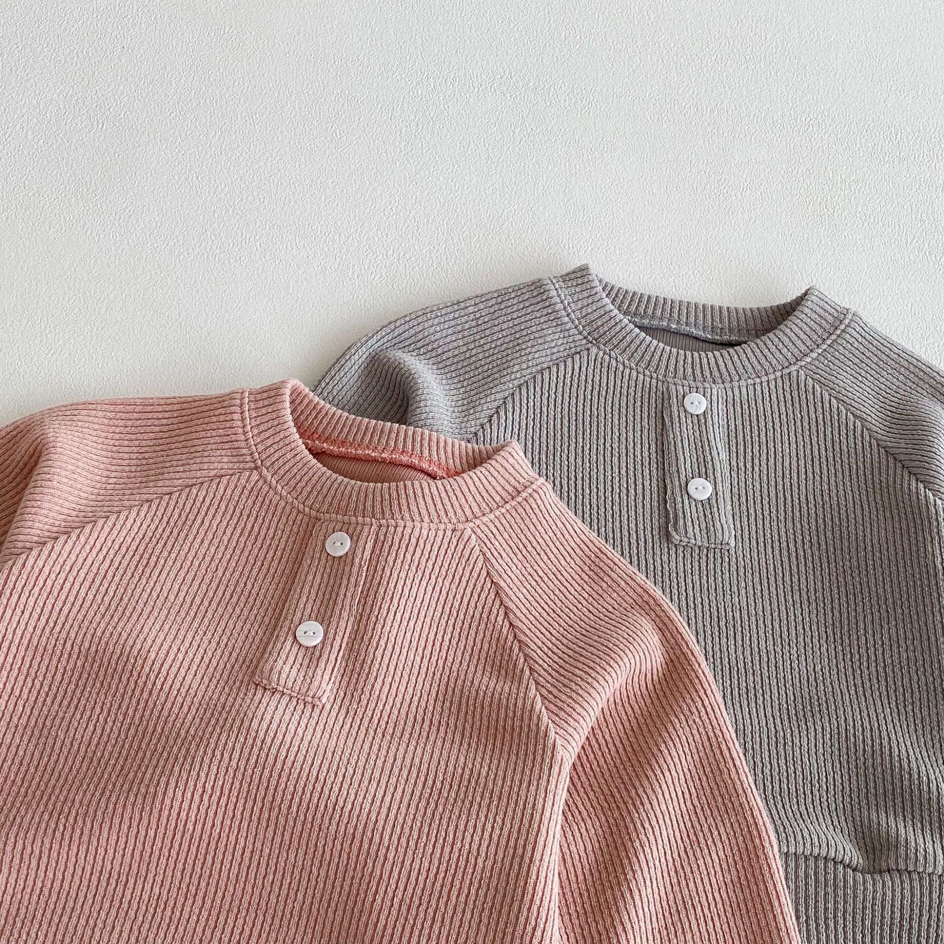 長袖セットアップ ヘンリーネック長袖Tシャツ+ロングパンツセットアップ 2点セット【mh0010645】