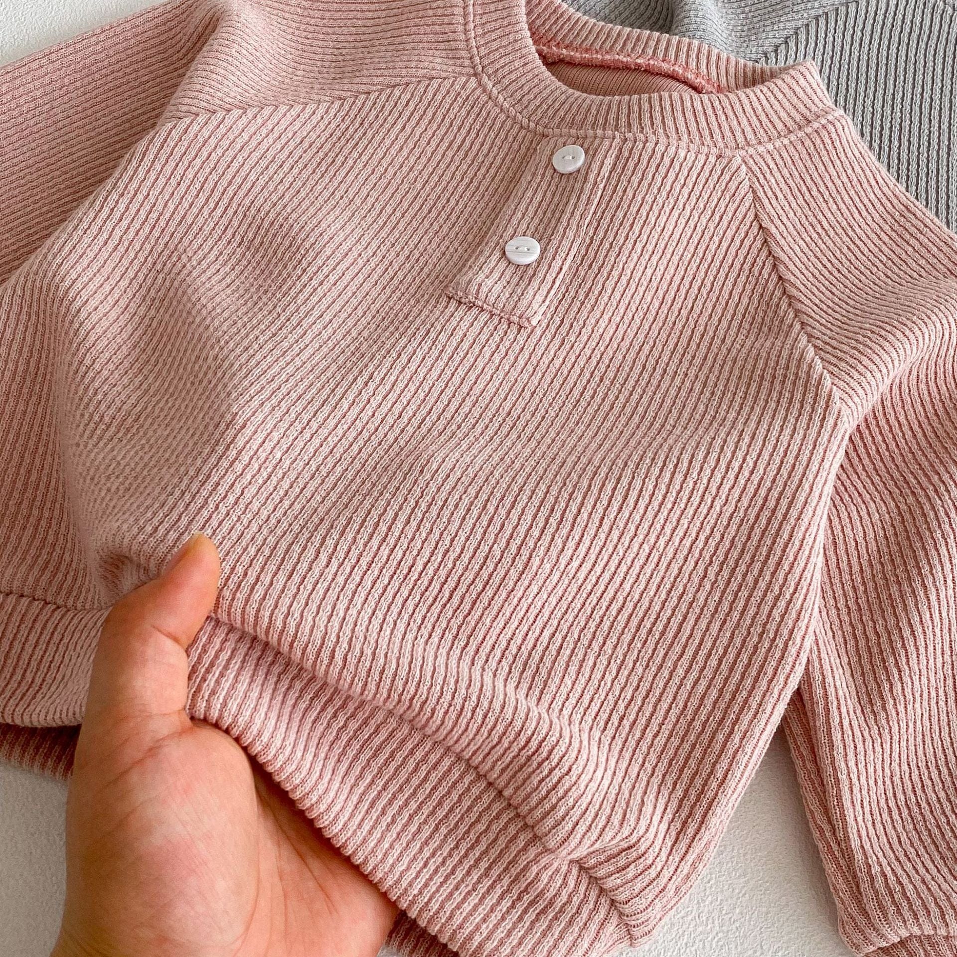 長袖セットアップ ヘンリーネック長袖Tシャツ+ロングパンツセットアップ 2点セット【mh0010645】