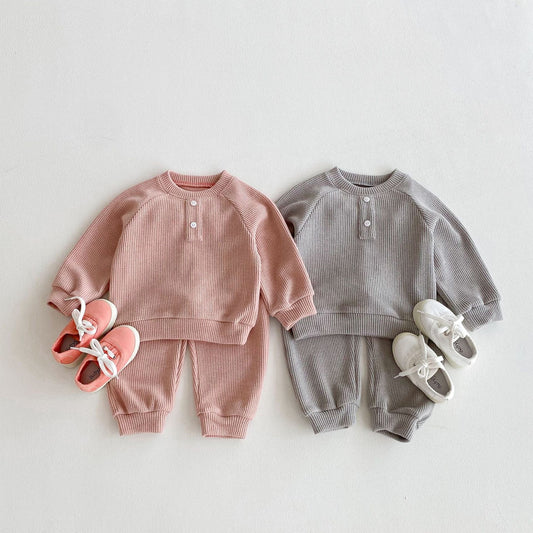 長袖セットアップ ヘンリーネック長袖Tシャツ+ロングパンツセットアップ 2点セット【mh0010645】