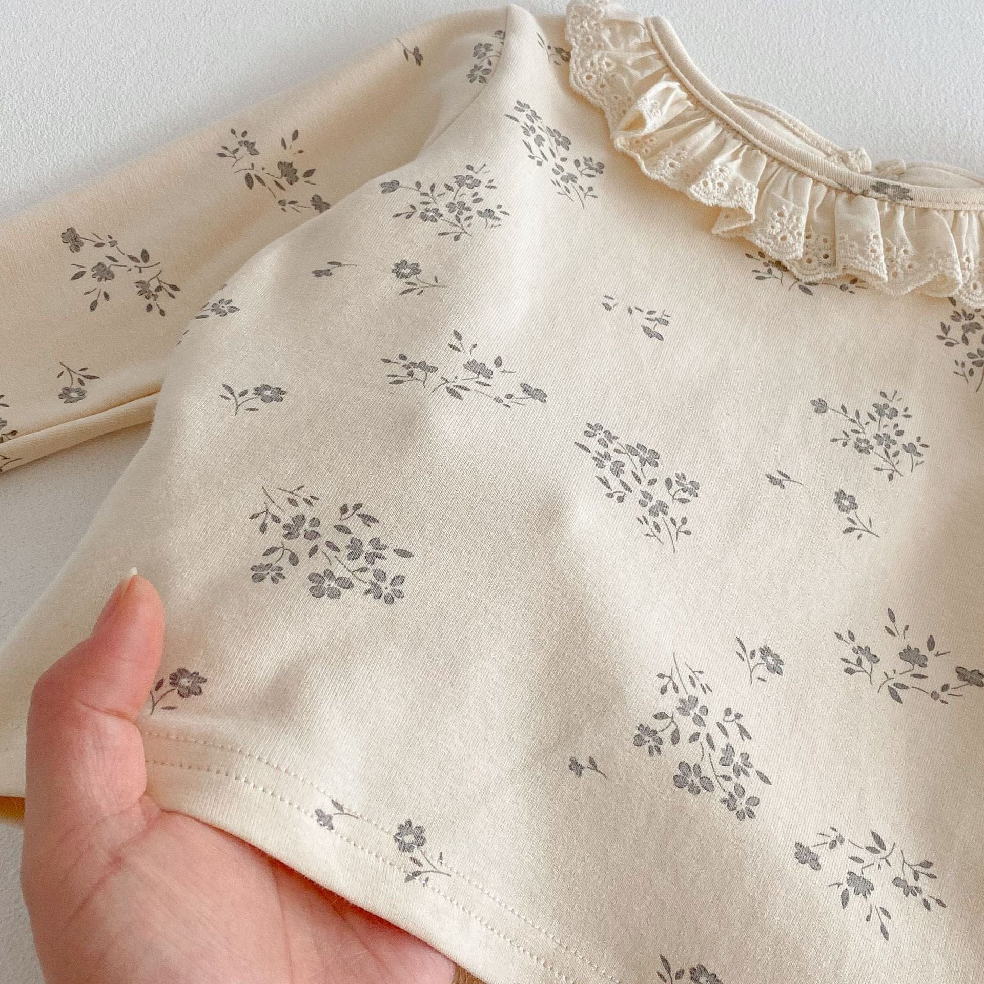 長袖パジャマ 長袖パジャマセット フラワープリント長袖Tシャツ+ロングパンツ【mh0009262】