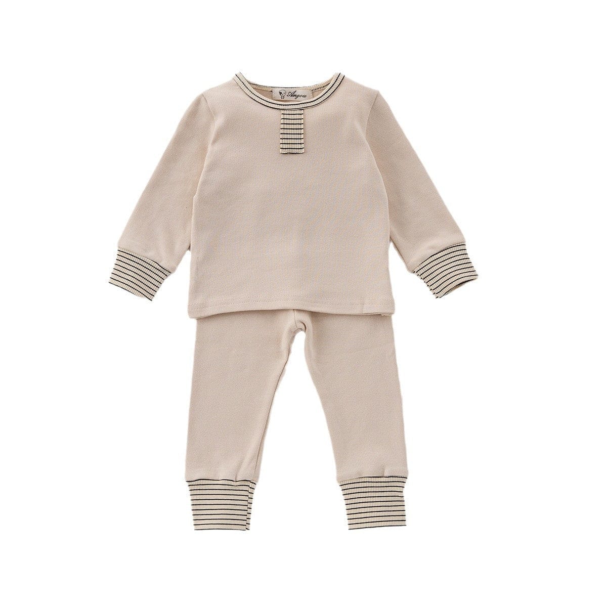 長袖パジャマ シンプルデイリー長袖パジャマセット 長袖Tシャツ+ロングパンツ【mh0009267】