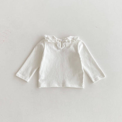 長袖シャツ・ブラウス 長袖Tシャツ カットソー フリル レース襟 付け襟風 シンプル インナー【mh0011386】