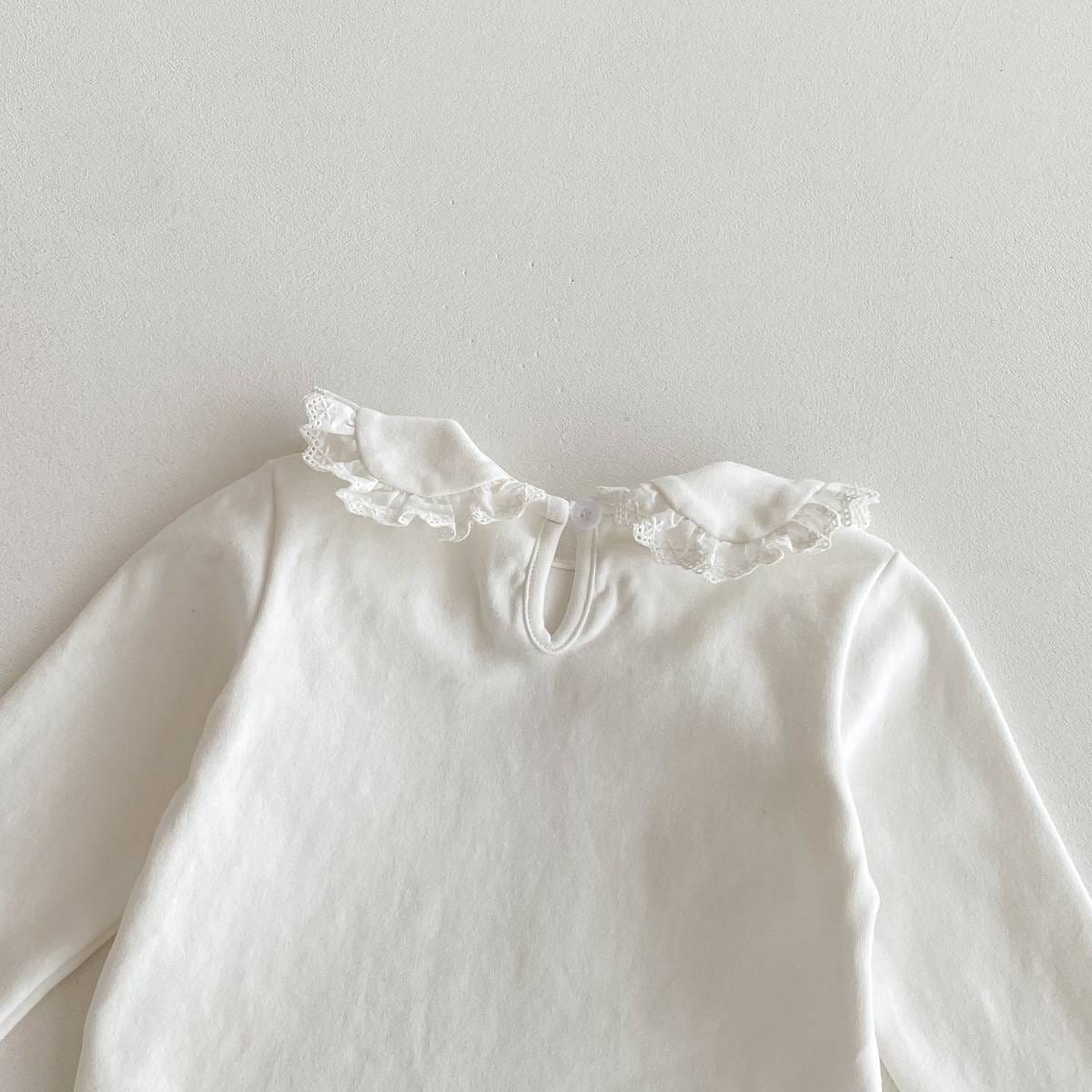 長袖シャツ・ブラウス 長袖Tシャツ カットソー フリル レース襟 付け襟風 シンプル インナー【mh0011386】