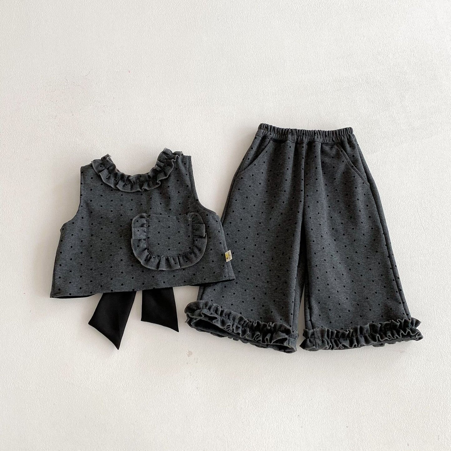 ノースリーブセットアップ Two-piece suit / 73cm Polka Dot Cotton Three-Piece Set ドット柄 セットアップ【mh0012088】