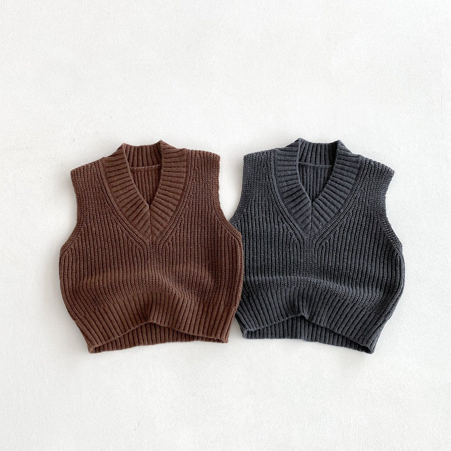 ベスト ざっくりニットVネックベスト【mh0010686】