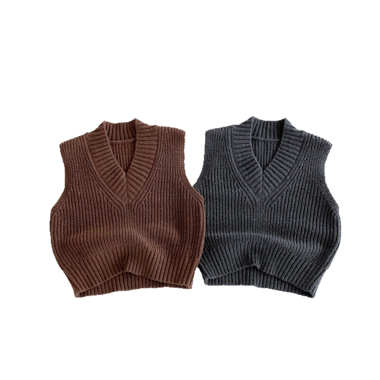 ベスト ざっくりニットVネックベスト【mh0010686】