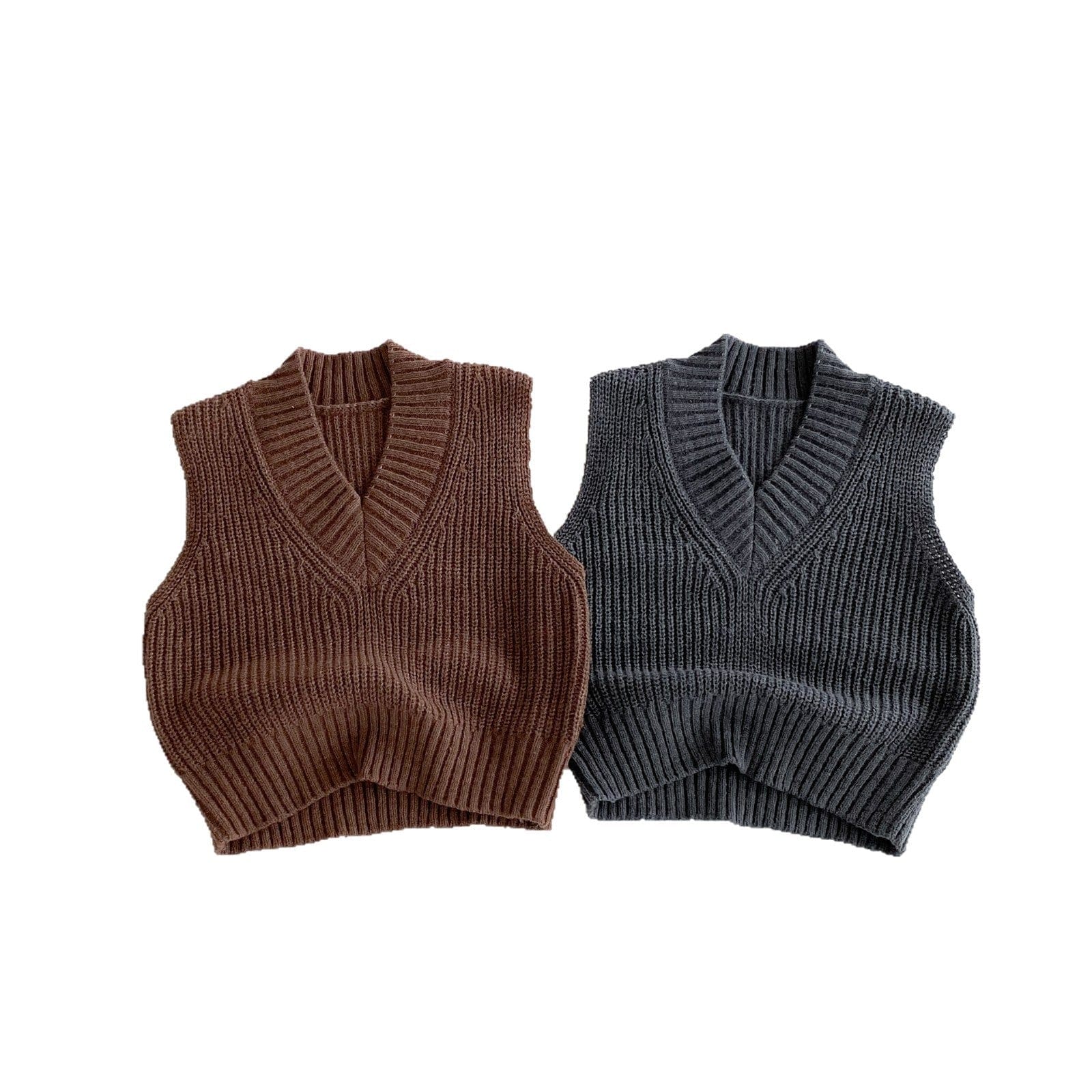 ベスト ざっくりニットVネックベスト【mh0010686】
