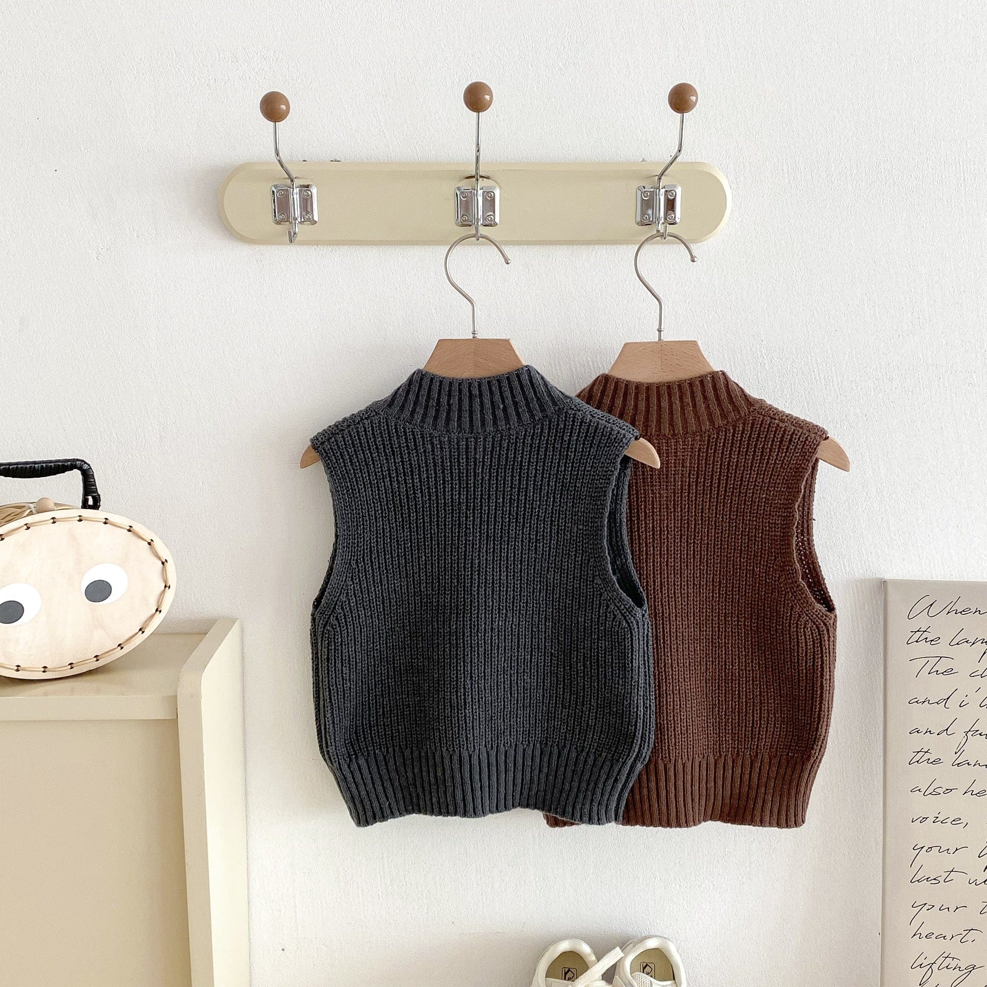 ベスト ざっくりニットVネックベスト【mh0010686】