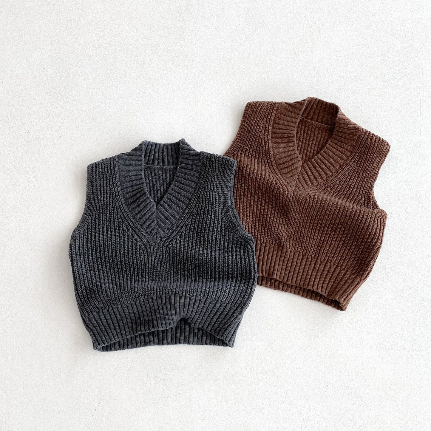 ベスト ざっくりニットVネックベスト【mh0010686】