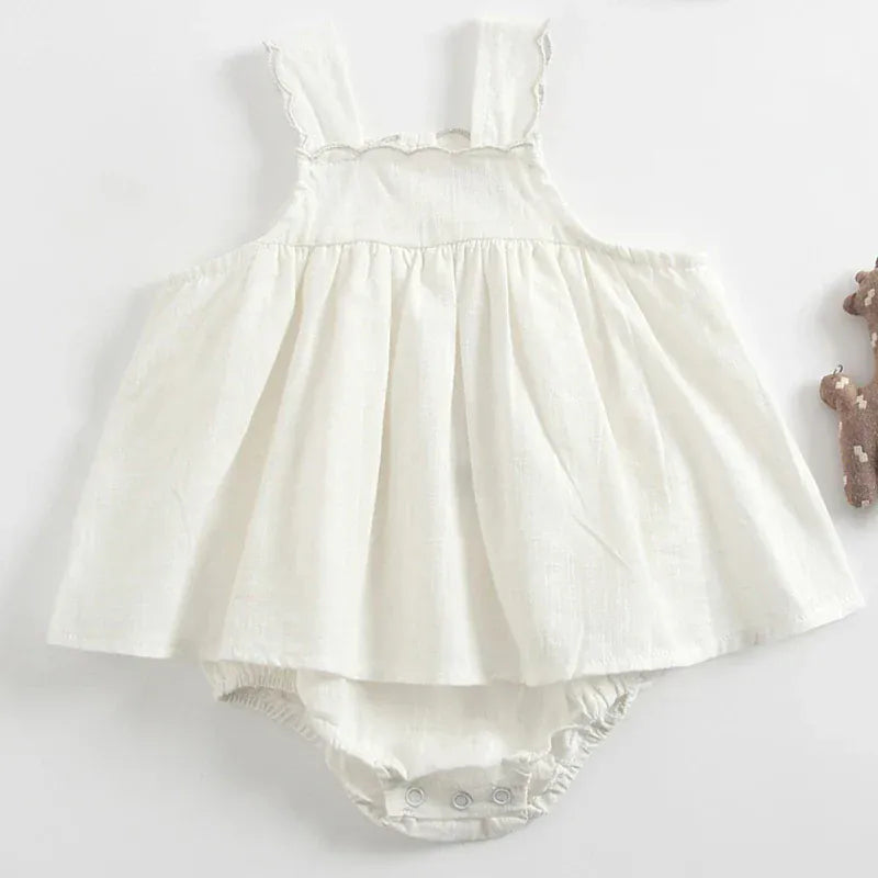 ノースリーブロンパース White / 3-6M 66cm ベビーロンパース ノースリーブスカートボディスーツ 2カラー【mh0006173】