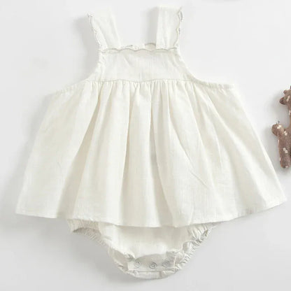 ノースリーブロンパース White / 3-6M 66cm ベビーロンパース ノースリーブスカートボディスーツ 2カラー【mh0006173】