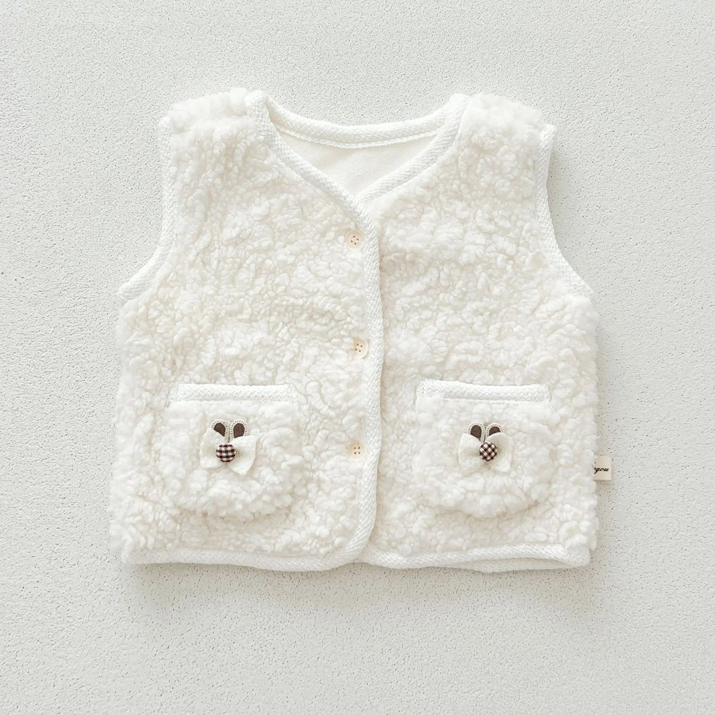 ベスト White / 6M  66CM ベビーベスト バイピングリボンボアフリース前あきベスト【mh0008260】