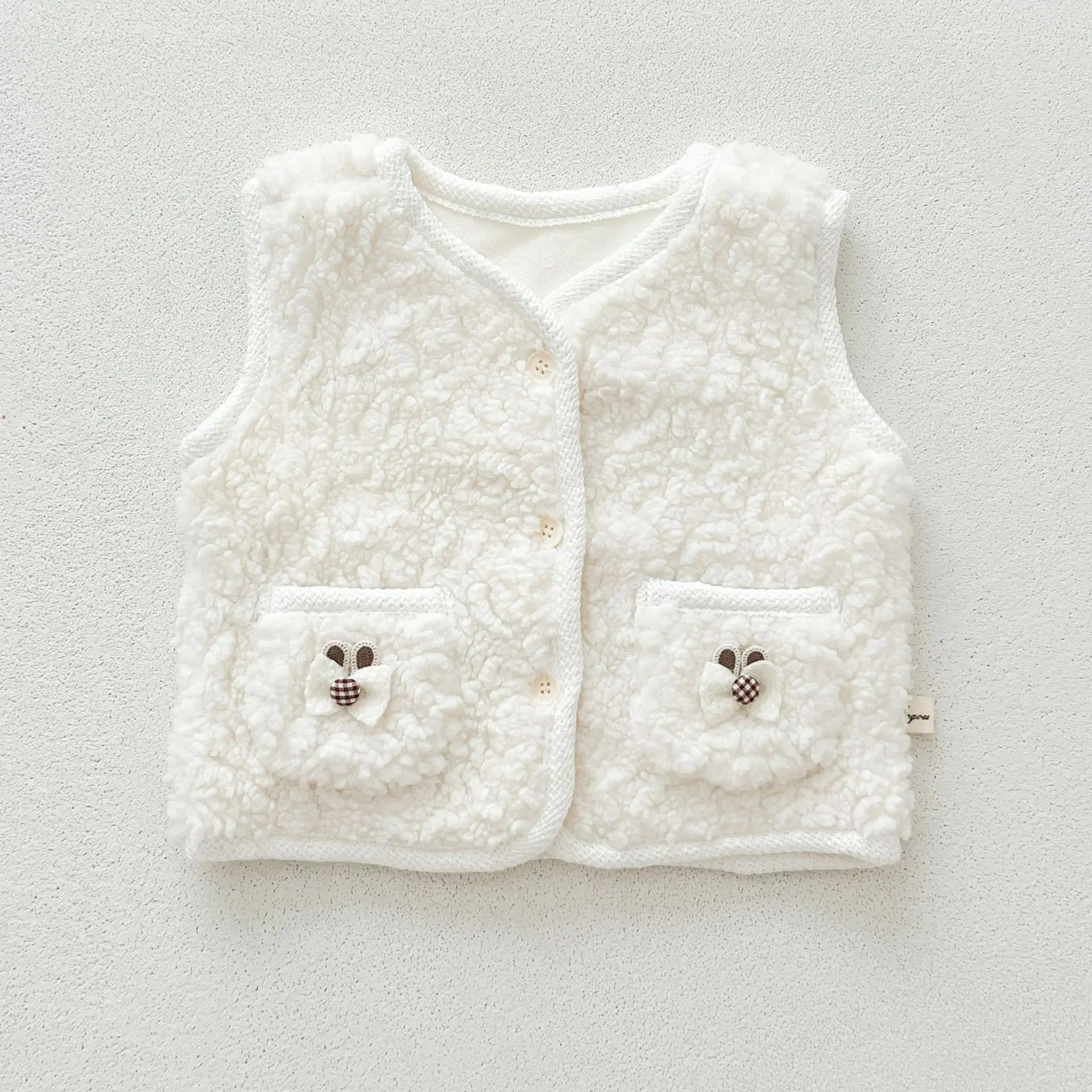 ベスト White / 6M  66CM ベビーベスト バイピングリボンボアフリース前あきベスト【mh0008260】