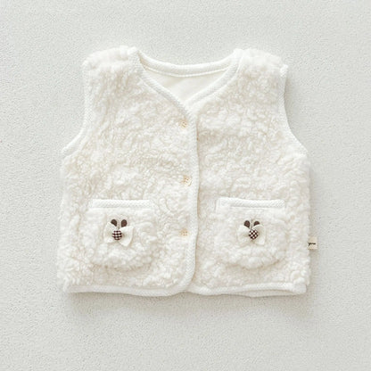 ベスト White / 6M  66CM ベビーベスト バイピングリボンボアフリース前あきベスト【mh0008260】