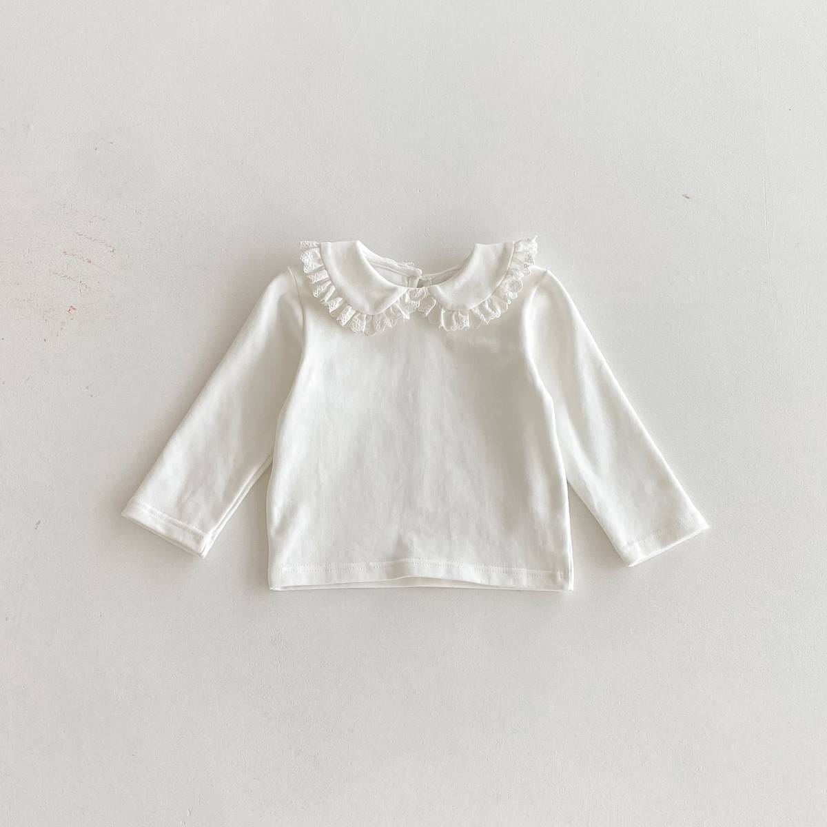 長袖シャツ・ブラウス White / 80cm 長袖Tシャツ カットソー フリル レース襟 付け襟風 シンプル インナー【mh0011386】