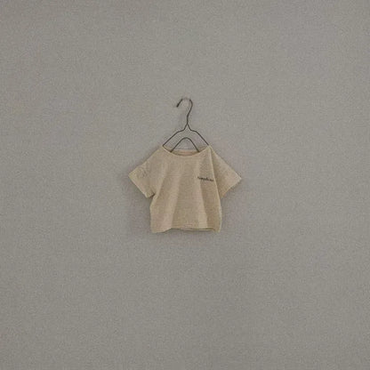 半袖Tシャツ Apricot / 6M 66cm ベビートップス 半袖ボーダーTシャツ レターロゴプリント【mh0005425】