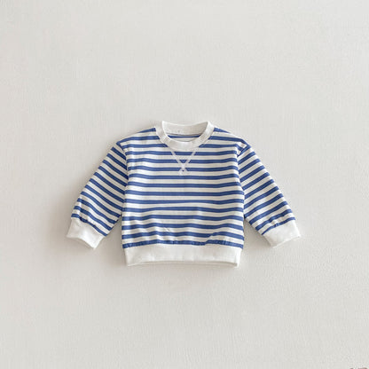 長袖Tシャツ Blue / 80cm Striped Pullover Casual Sweatshirt ストライプ プルオーバー スウェット【mh0011960】