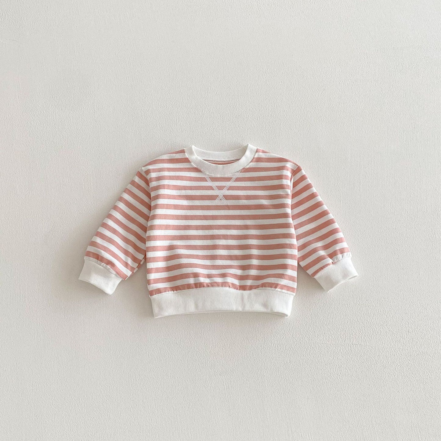長袖Tシャツ Pink / 80cm Striped Pullover Casual Sweatshirt ストライプ プルオーバー スウェット【mh0011960】