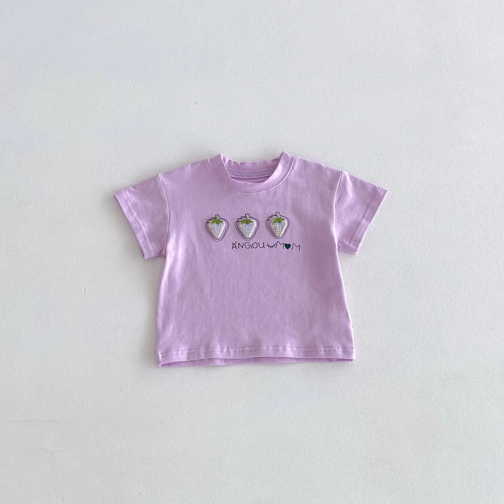 半袖Tシャツ Purple / 66cm ベビートップス 半袖Tシャツ いちごストロベリープリント 3カラー【mh0006101】