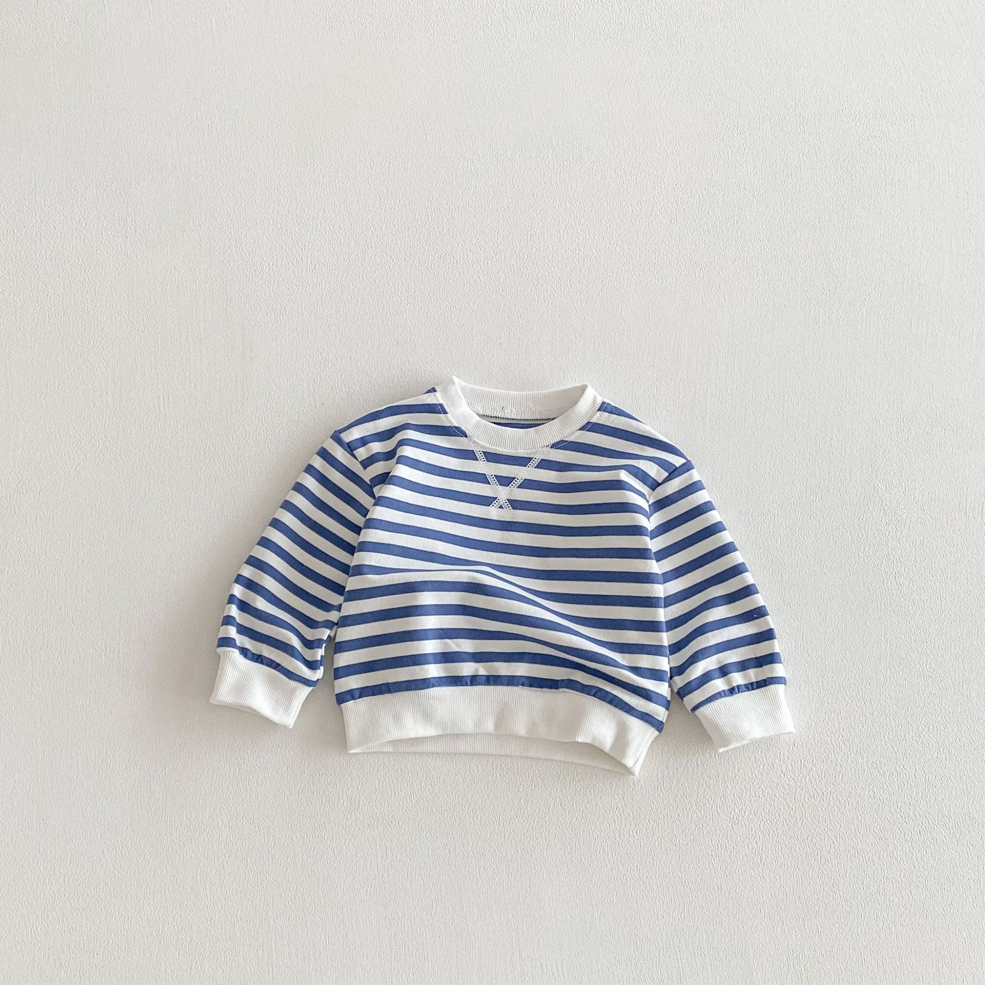 長袖Tシャツ Striped Pullover Casual Sweatshirt ストライプ プルオーバー スウェット【mh0011960】