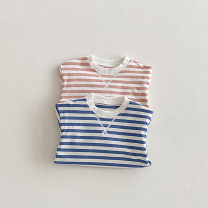 長袖Tシャツ Striped Pullover Casual Sweatshirt ストライプ プルオーバー スウェット【mh0011960】