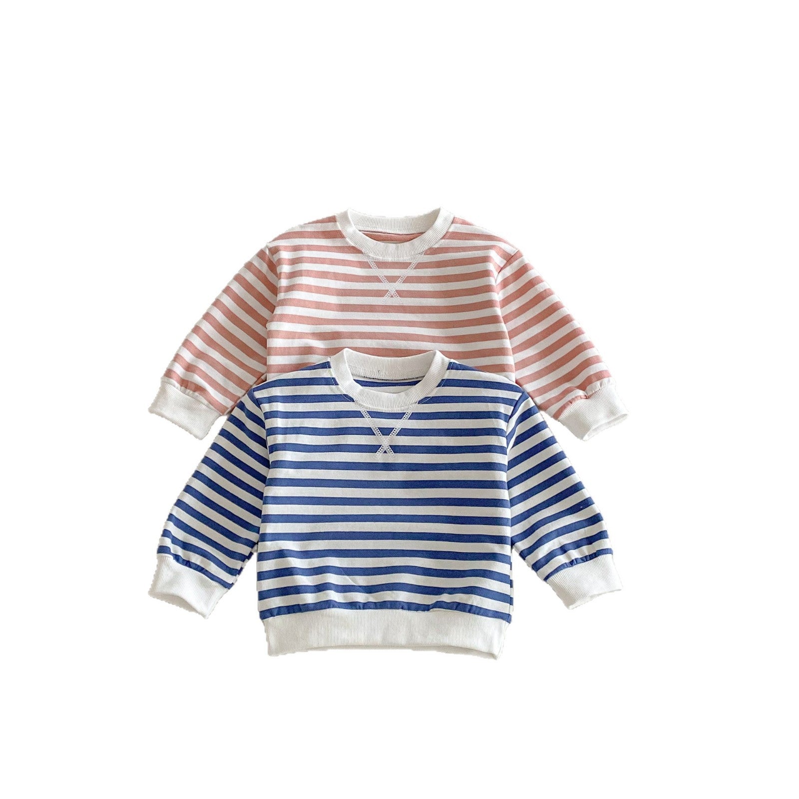 長袖Tシャツ Striped Pullover Casual Sweatshirt ストライプ プルオーバー スウェット【mh0011960】