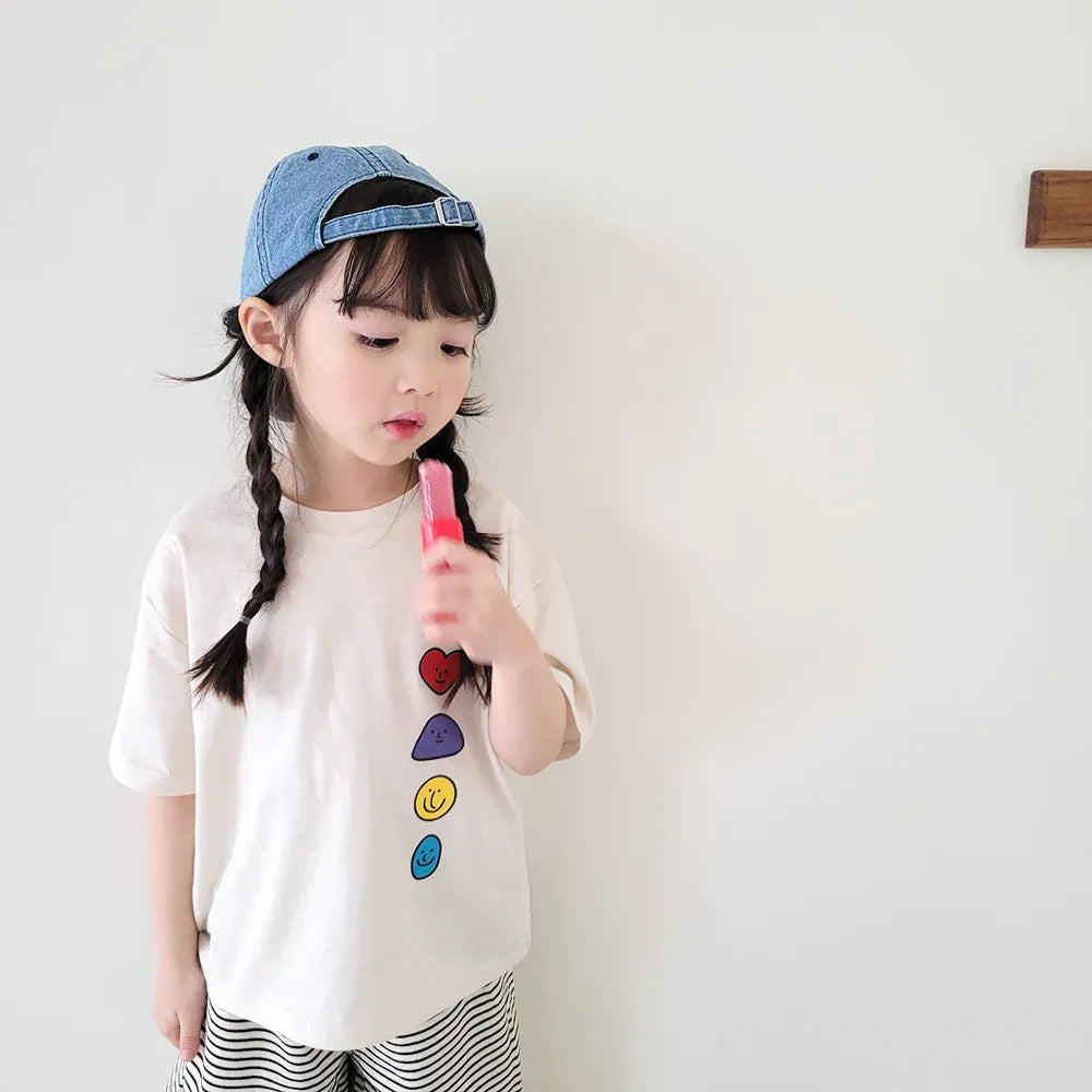 半袖Tシャツ キッズトップス 半袖プリントTシャツ カラフルプリント 3カラー【mh0005574】