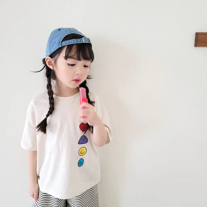 半袖Tシャツ キッズトップス 半袖プリントTシャツ カラフルプリント 3カラー【mh0005574】