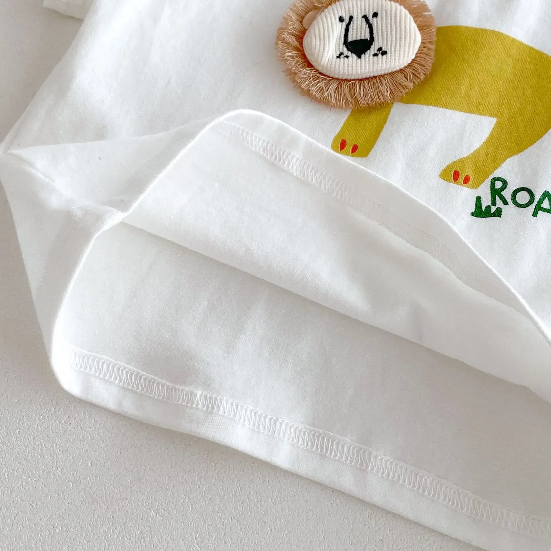 半袖Tシャツ ベビートップス 半袖Tシャツ ライオン アップリケ 3カラー【mh0005966】