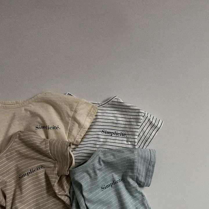 半袖Tシャツ ベビートップス 半袖ボーダーTシャツ レターロゴプリント【mh0005425】