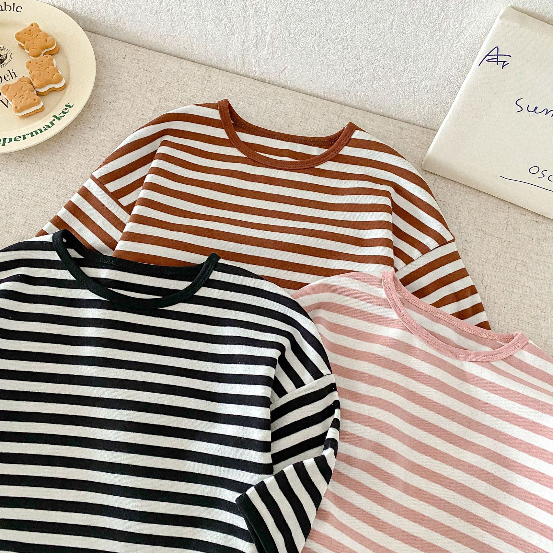 長袖Tシャツ ボーダーパッチワーク長袖Tシャツ【mh0010691】