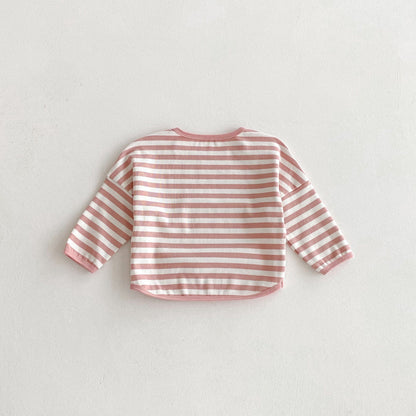 長袖Tシャツ ボーダーパッチワーク長袖Tシャツ【mh0010691】