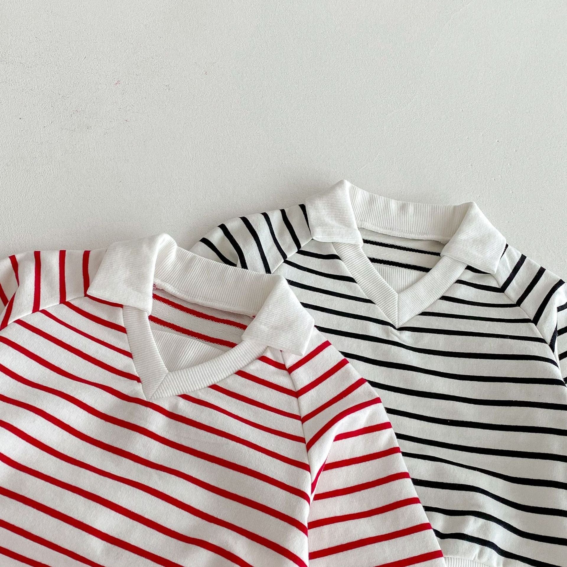 長袖Tシャツ ボーダーVネック襟付きラガーシャツ【mh0010690】