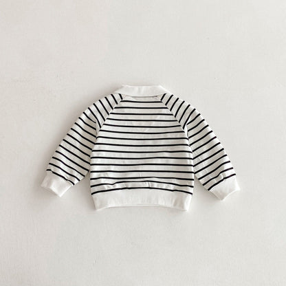 長袖Tシャツ ボーダーVネック襟付きラガーシャツ【mh0010690】