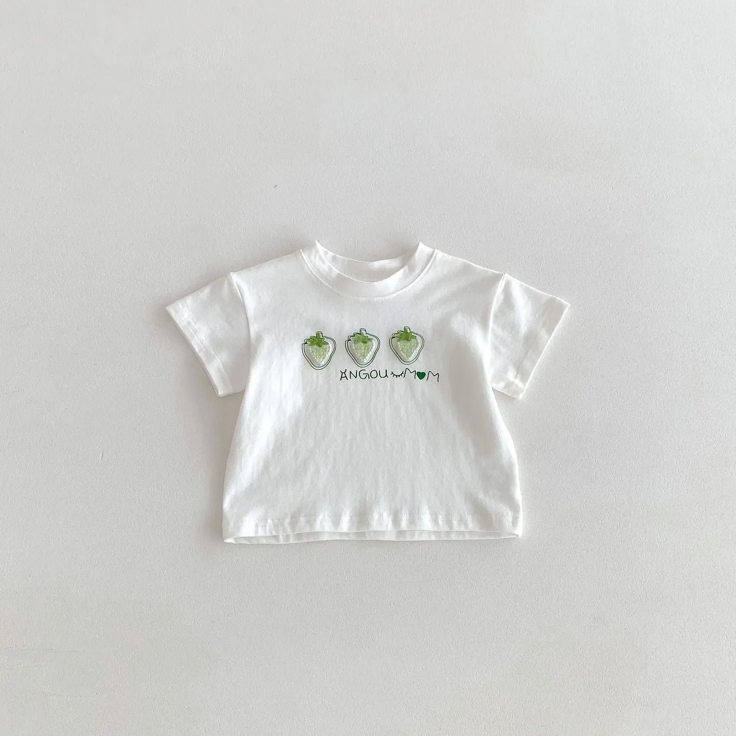 半袖Tシャツ White / 66cm ベビートップス 半袖Tシャツ いちごストロベリープリント 3カラー【mh0006101】