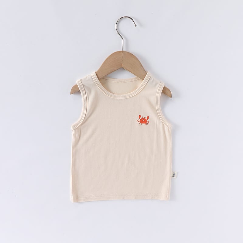 Animal Embroidered Sleeveless Top Cotton Shorts アニマル タンクトップ ショートパンツ【mh0013600】 Apricot Tops / 73cm Beitaoya ノースリーブセットアップ