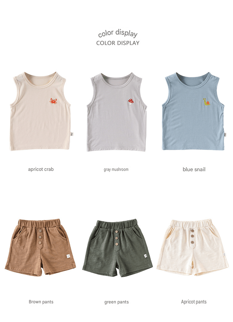 Animal Embroidered Sleeveless Top Cotton Shorts アニマル タンクトップ ショートパンツ【mh0013600】 Beitaoya ノースリーブセットアップ