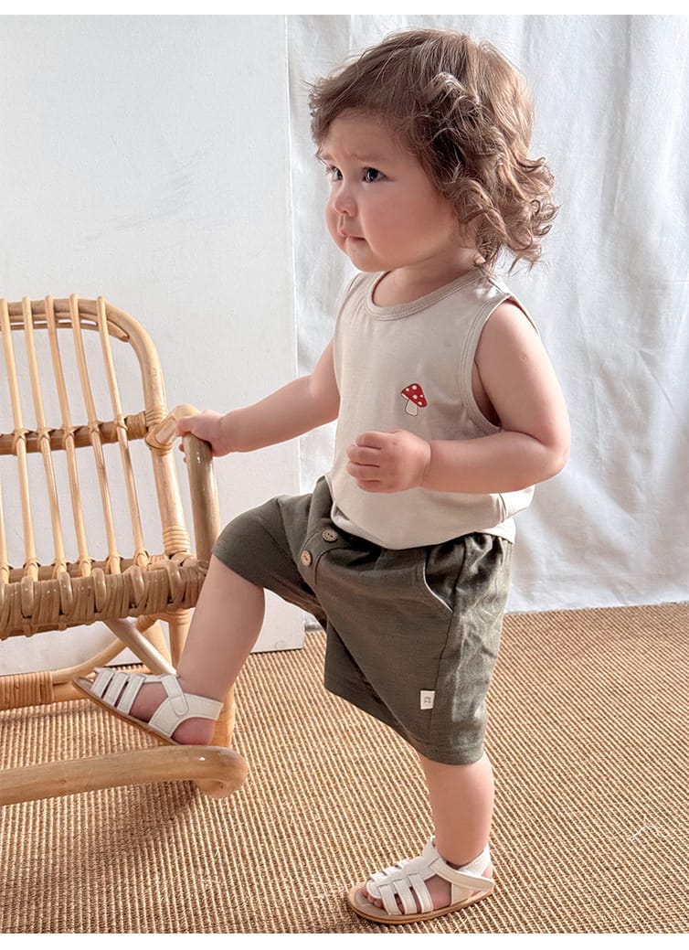 Animal Embroidered Sleeveless Top Cotton Shorts アニマル タンクトップ ショートパンツ【mh0013600】 Beitaoya ノースリーブセットアップ