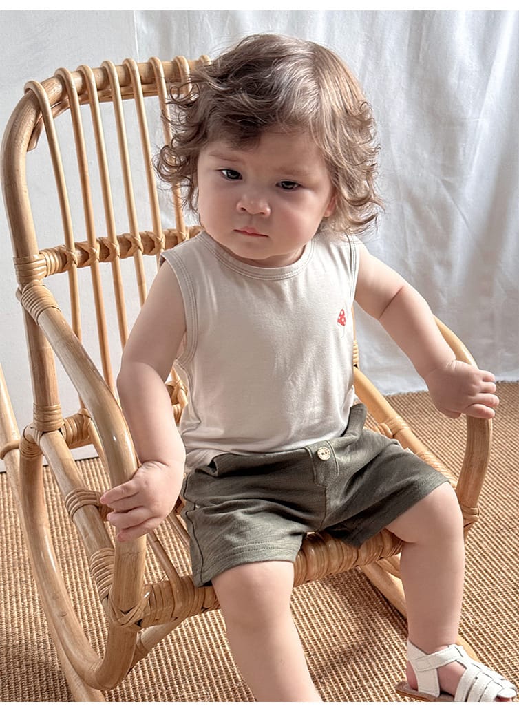 Animal Embroidered Sleeveless Top Cotton Shorts アニマル タンクトップ ショートパンツ【mh0013600】 Beitaoya ノースリーブセットアップ