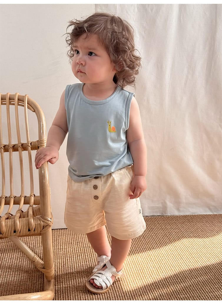Animal Embroidered Sleeveless Top Cotton Shorts アニマル タンクトップ ショートパンツ【mh0013600】 Beitaoya ノースリーブセットアップ