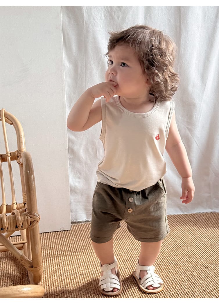 Animal Embroidered Sleeveless Top Cotton Shorts アニマル タンクトップ ショートパンツ【mh0013600】 Beitaoya ノースリーブセットアップ