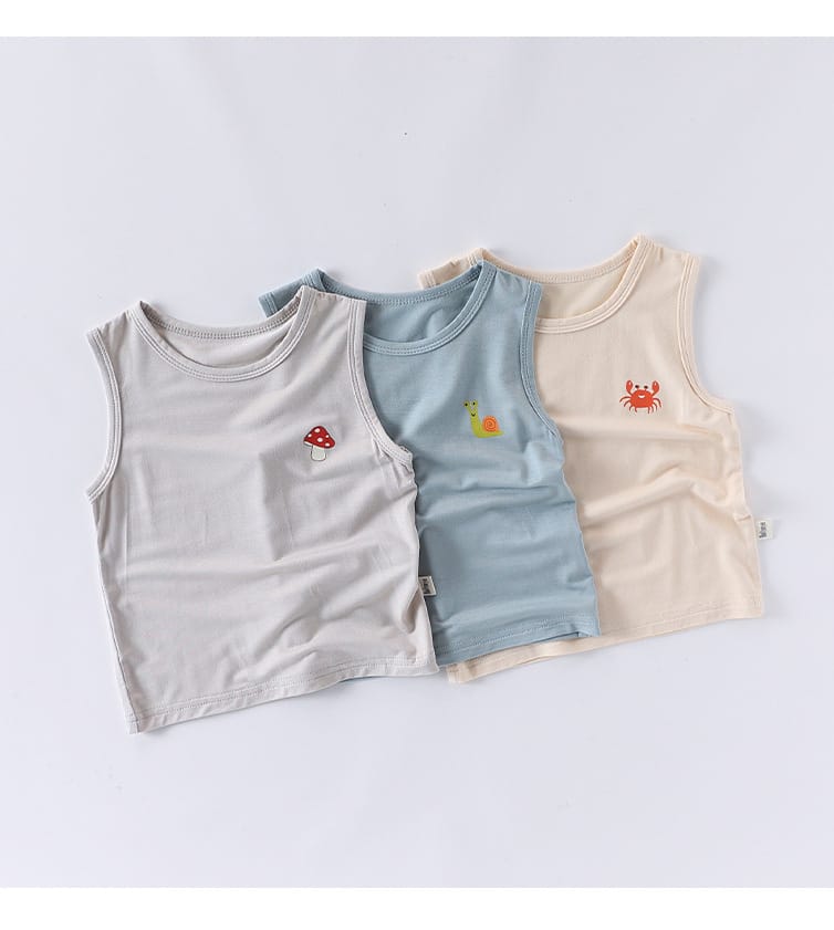 Animal Embroidered Sleeveless Top Cotton Shorts アニマル タンクトップ ショートパンツ【mh0013600】 Beitaoya ノースリーブセットアップ