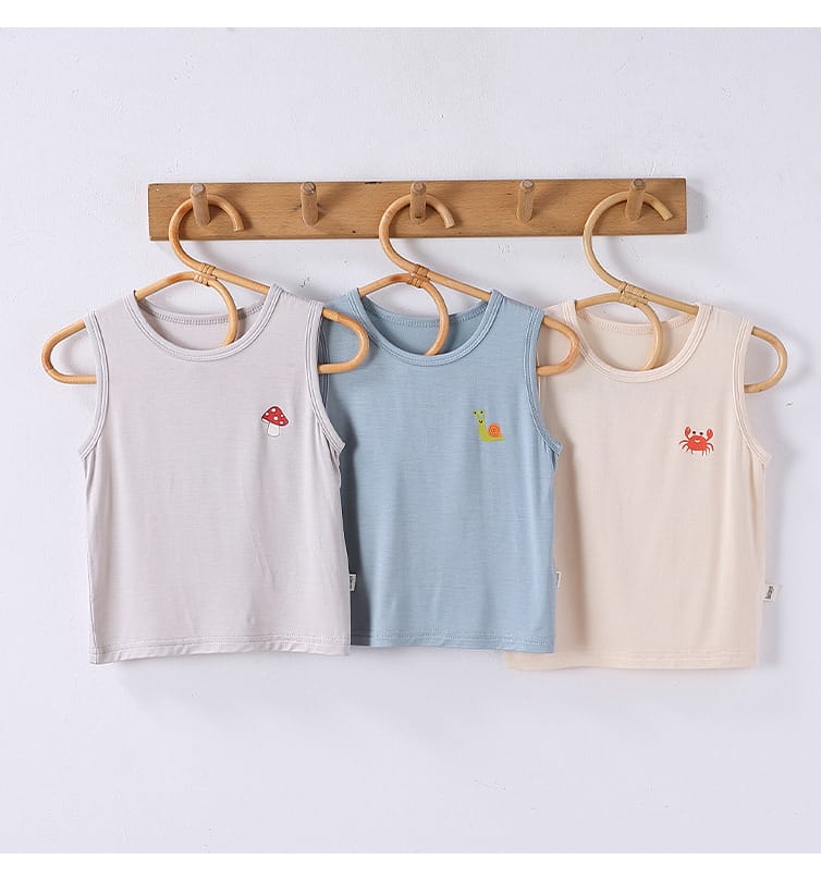 Animal Embroidered Sleeveless Top Cotton Shorts アニマル タンクトップ ショートパンツ【mh0013600】 Beitaoya ノースリーブセットアップ